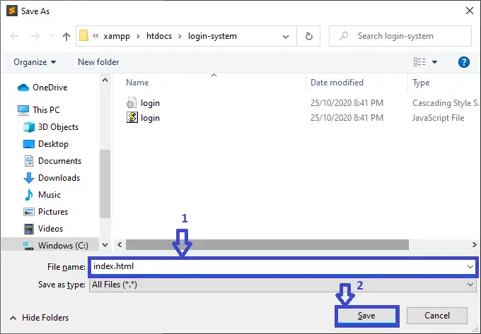 create hmtl in Login System in JavaScript with Source Code