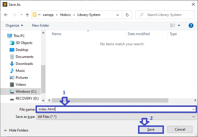 write index html for Library System using JavaScript with Source Code