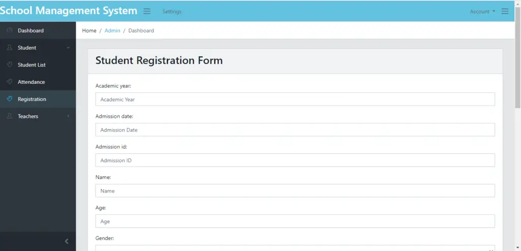 student registration School Management System Django