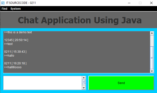 chat program in java output