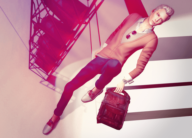 Hair: David by Mina, Sweater: Samuel by Etham, Shirt: Classic by Redgrave, Pants: Causal Chino by Epic, Shoes: Penny Loafers by Redgrave, Glasses: Cohrel by Zoom, Watch: Sitennoah by Mandala, Bag: Chosen by Bueno