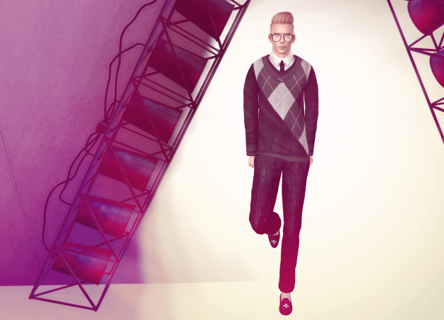 Hair: Gavin by Action, Sweater: Argyle V-Neck by 8f8, Shirt: Formal by HVK, Pants: XIV by Kauna, Shoes: Velvet Slipper by Hoorenbeek, Glasses: Cinquetti by Reckless