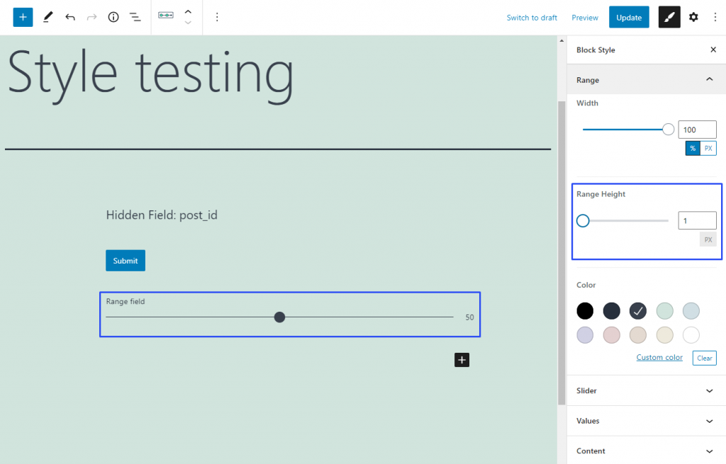 setting minimal range