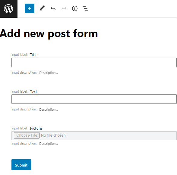 form fields creation