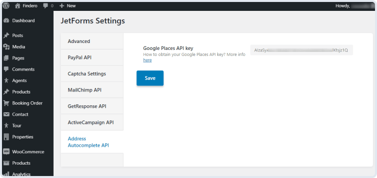address autocomplete api tab in jetforms settings