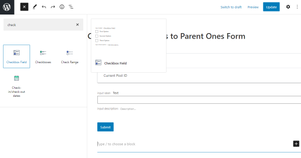 checkbox field block