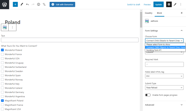 form settings