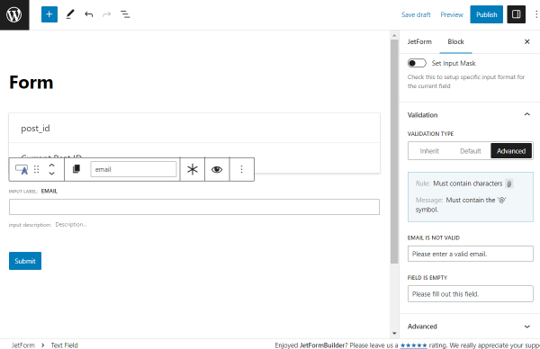 advanced validation type for block