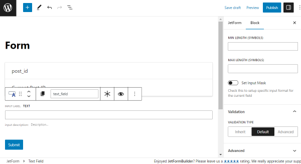 block default validation type