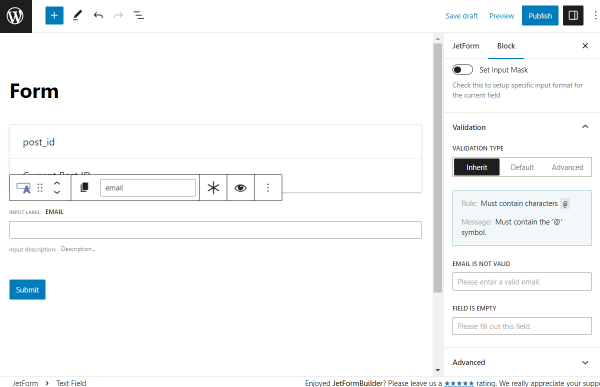 block inherit validation type