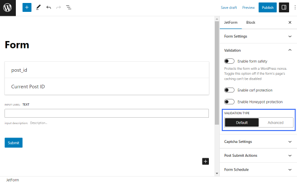 validation type