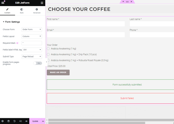 jetform in elementor