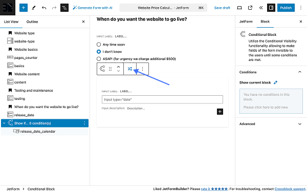 setting conditional logic
