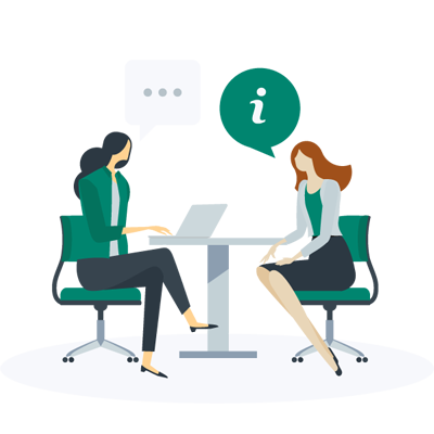 Cartoon colleagues in a meeting.