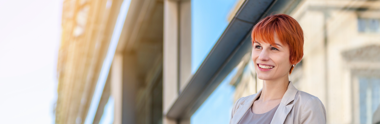 Female student using a laptop
