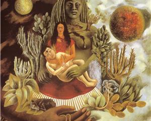 The Love Embrace of the Universe, the Earth (Mexico), Myself, Diego and Señor Xólotl - Frida Kahlo, 1949