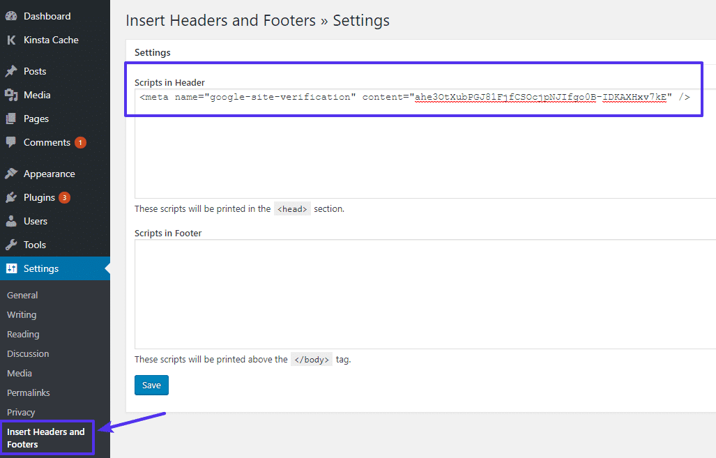 Add HTML meta tag to Insert Headers and Footers plugin Insert Headers and FootersプラグインにHTML metaタグを追加する