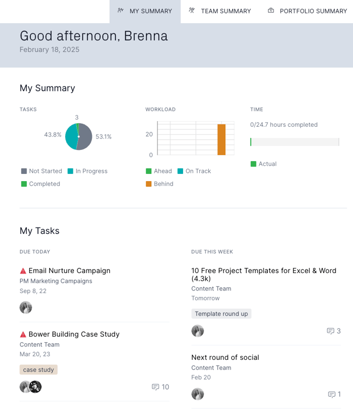 My summary tasks