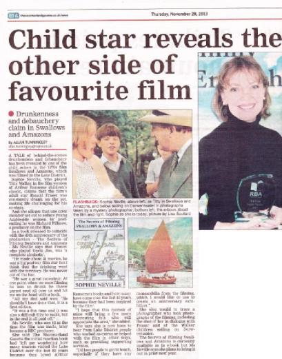 Sophie Neville photo by Lisa Scullard in Westmorland Gazette, Nov 2013