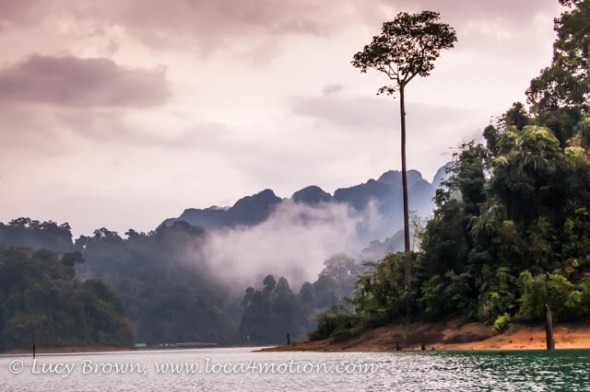 Colors of dusk, Cheow Lan Lake, Khao Sok National Park, southern Thailand