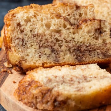 A close up photo of Vegan Cinnamon Bread.