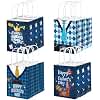 HADDIY Happy Father's Day Gift Bags with Handles,12 Pcs Bulk Blue Paper Love Dad Candy Bags for Gift Wrapping and Father's Day Party Favor and Decorations