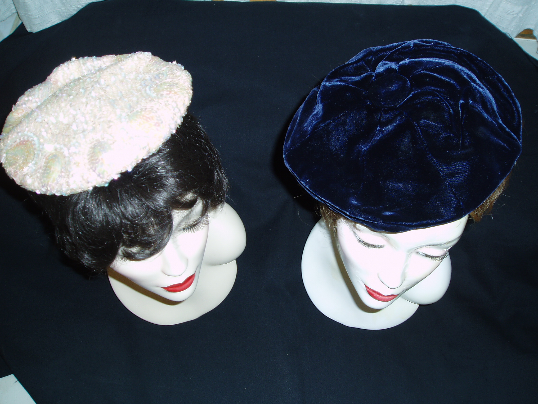 TRUE VINTAGE EVENING BERETS - VELVET AND BEADS, STARS AND MIDNIGHT SKY