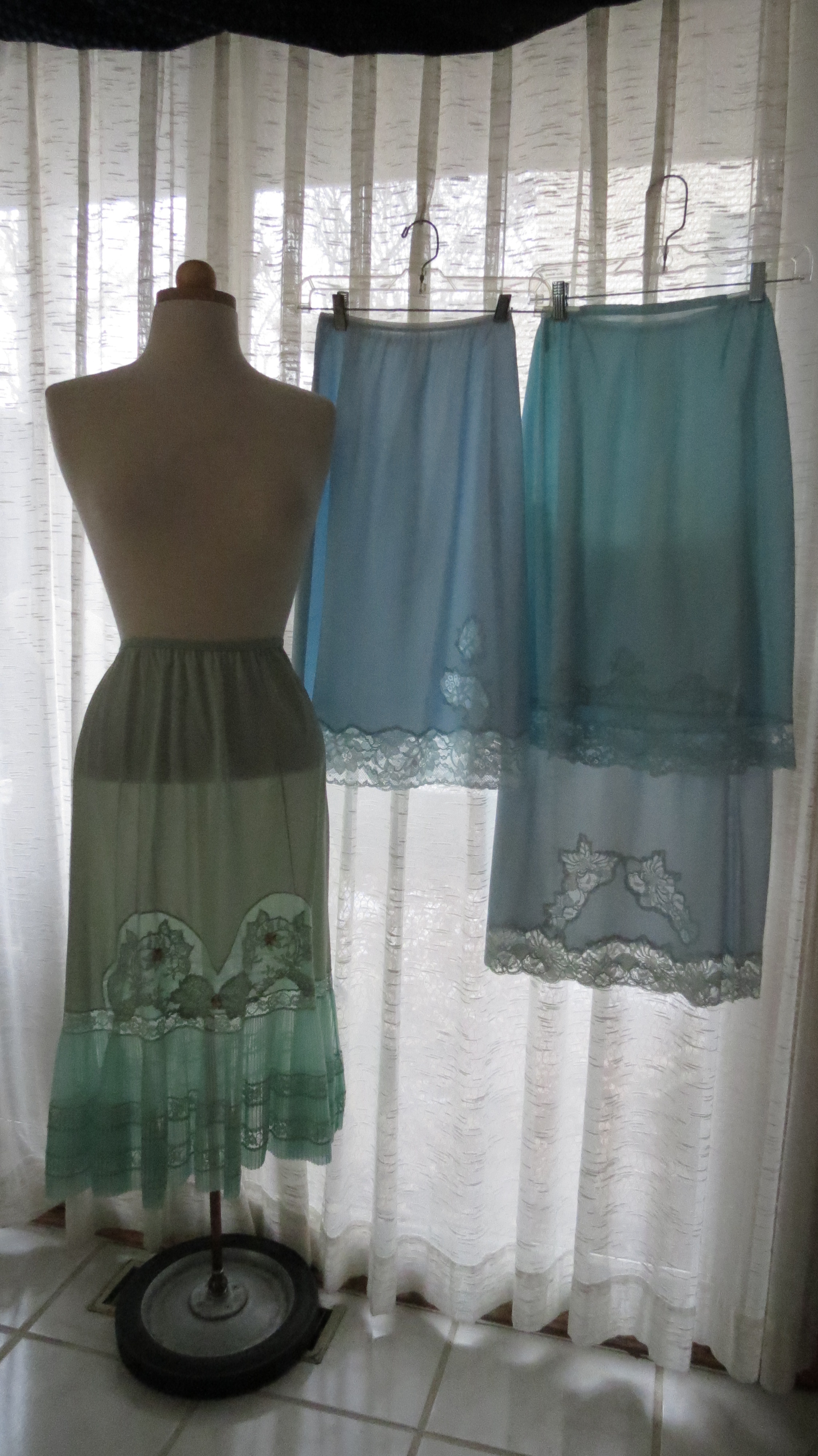 PRETTY TRUE VINTAGE BLUE HALF-SLIPS FROM THE FIFTIES AND EARLY SIXTIES