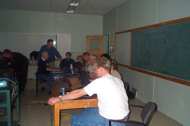 Another session from the same eteacher meeting. Clockwise from top lewft: Brian Wells (Chem) Me, Craig Goudie (Art), Lyndon Williams (standing; English and SS), Sadie May (math), Susan Sullivan (French), George Wright (Math), Lorne Warren (Math), Nick Soper (English), Edwina Cashin (Math), John Deeley (Art). Lyndon is showing the team how to use Respondus, a tool that lets you create and upload online tests to our LMS.