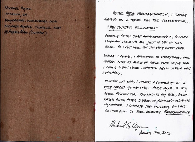Inside cover & 1st page with dedication to Alice Pyne.