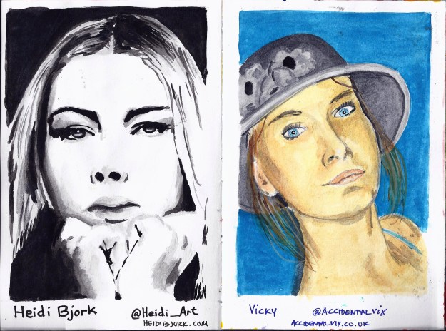 Left: Heidi Bjork (watercolor)Right: Vicky ? (watercolor)