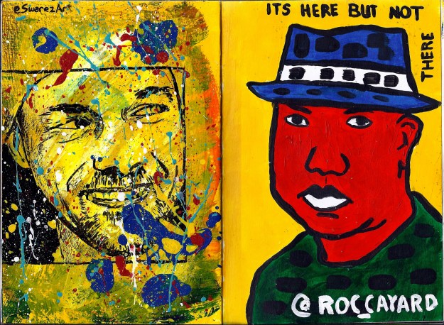 Left: Swarez (acrylic & India ink)Right: Roc Cayard (acrylic)