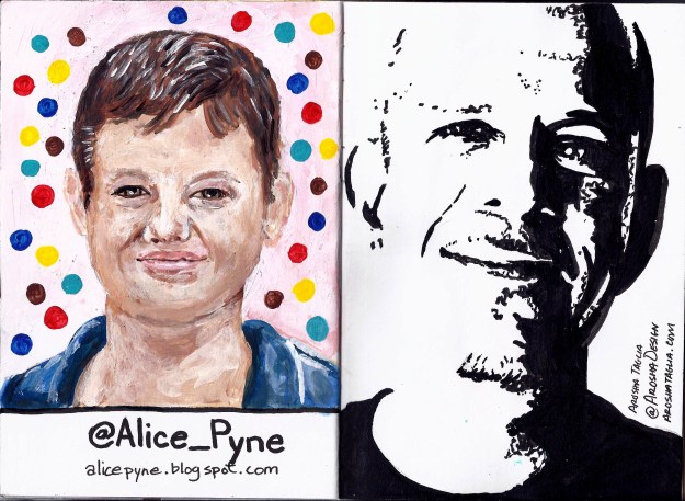 Left: Alice Pyne (acrylic)Right: Arosha Taglia (India ink)