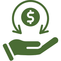 a green hand with a dollar sign