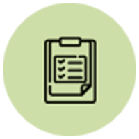 a black and white circle with a clipboard with a checklist
