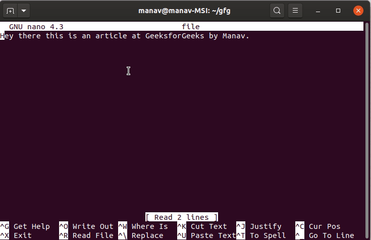 To search a word in a file in nano text editor