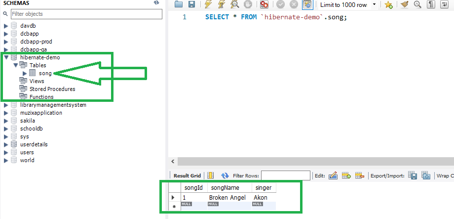 Output in MySQL Workbench