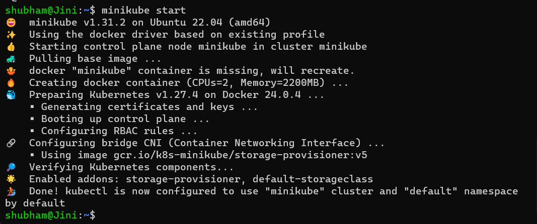 Minikube start