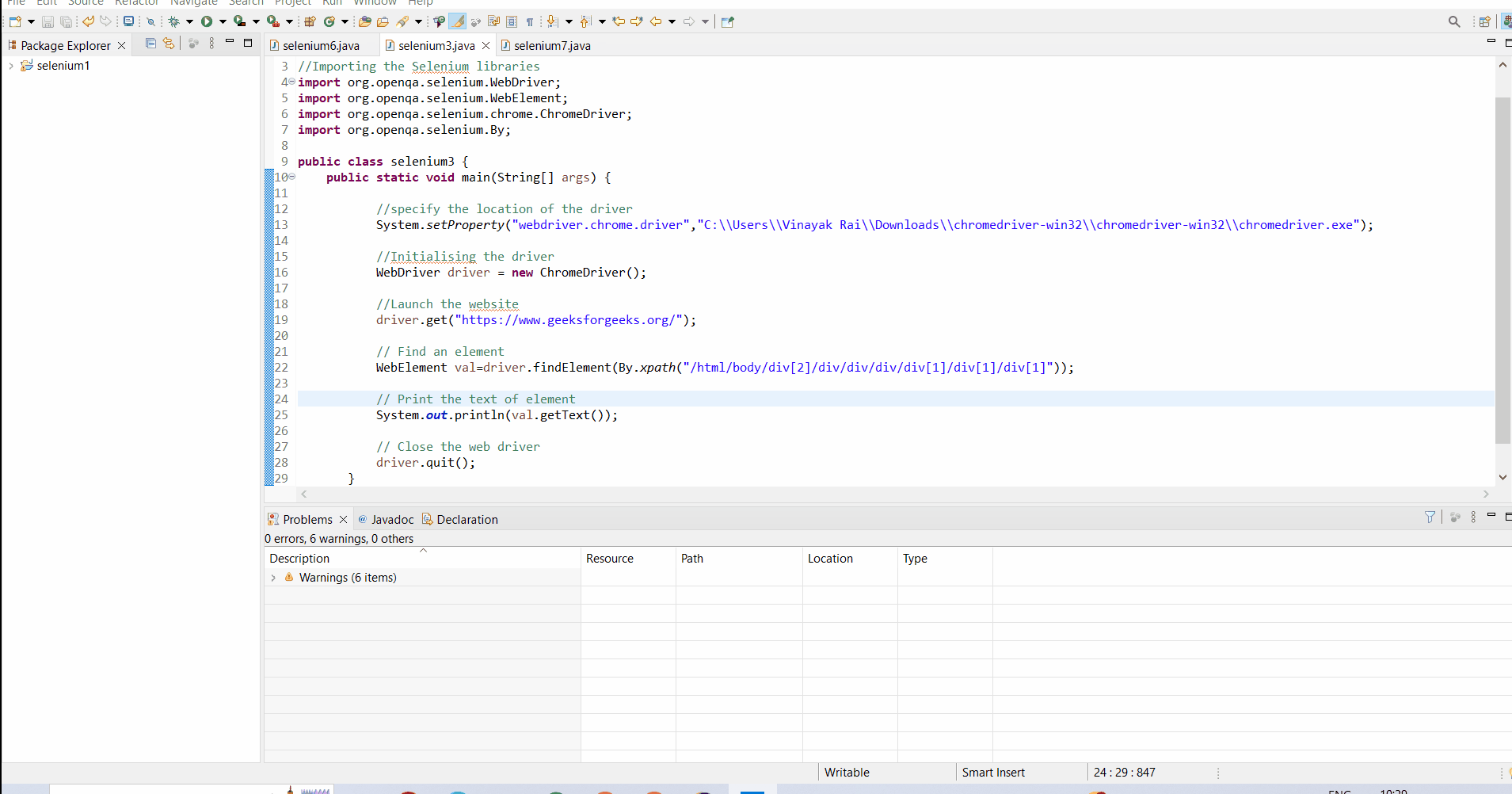 getText() in Selenium Output