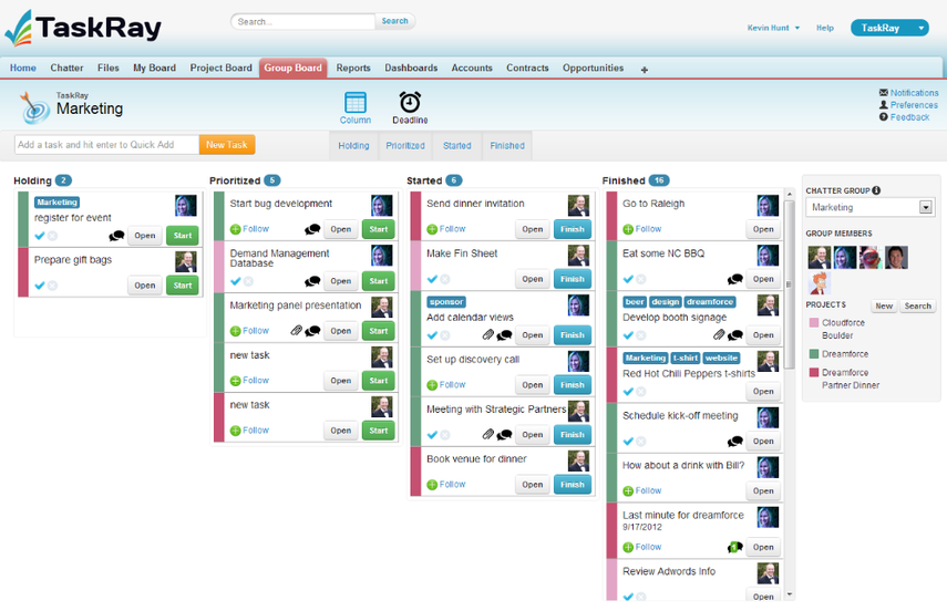 And here's a Group task board for the Marketing department of this sample organization