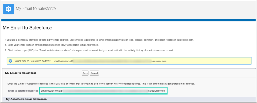 Copy your Email to Salesforce Address