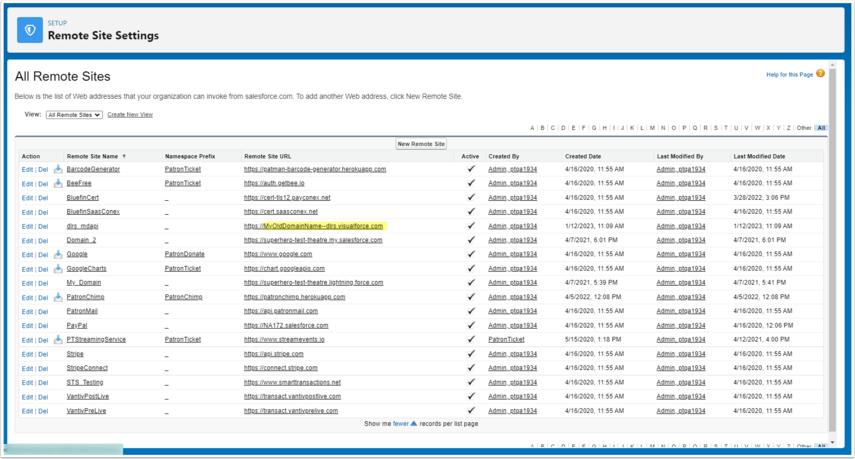 Check for Remote Site URLs with your old domain