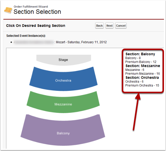 4. See available inventory before choosing a section.
