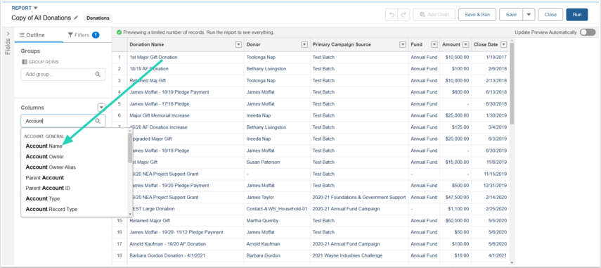Add field as column