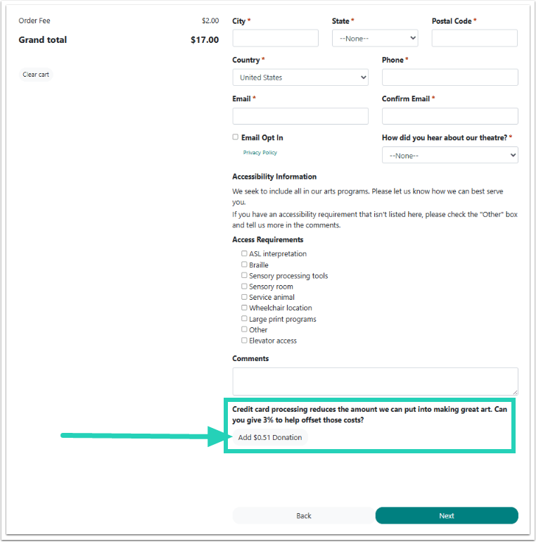 Fee Offset Donation on the PTS