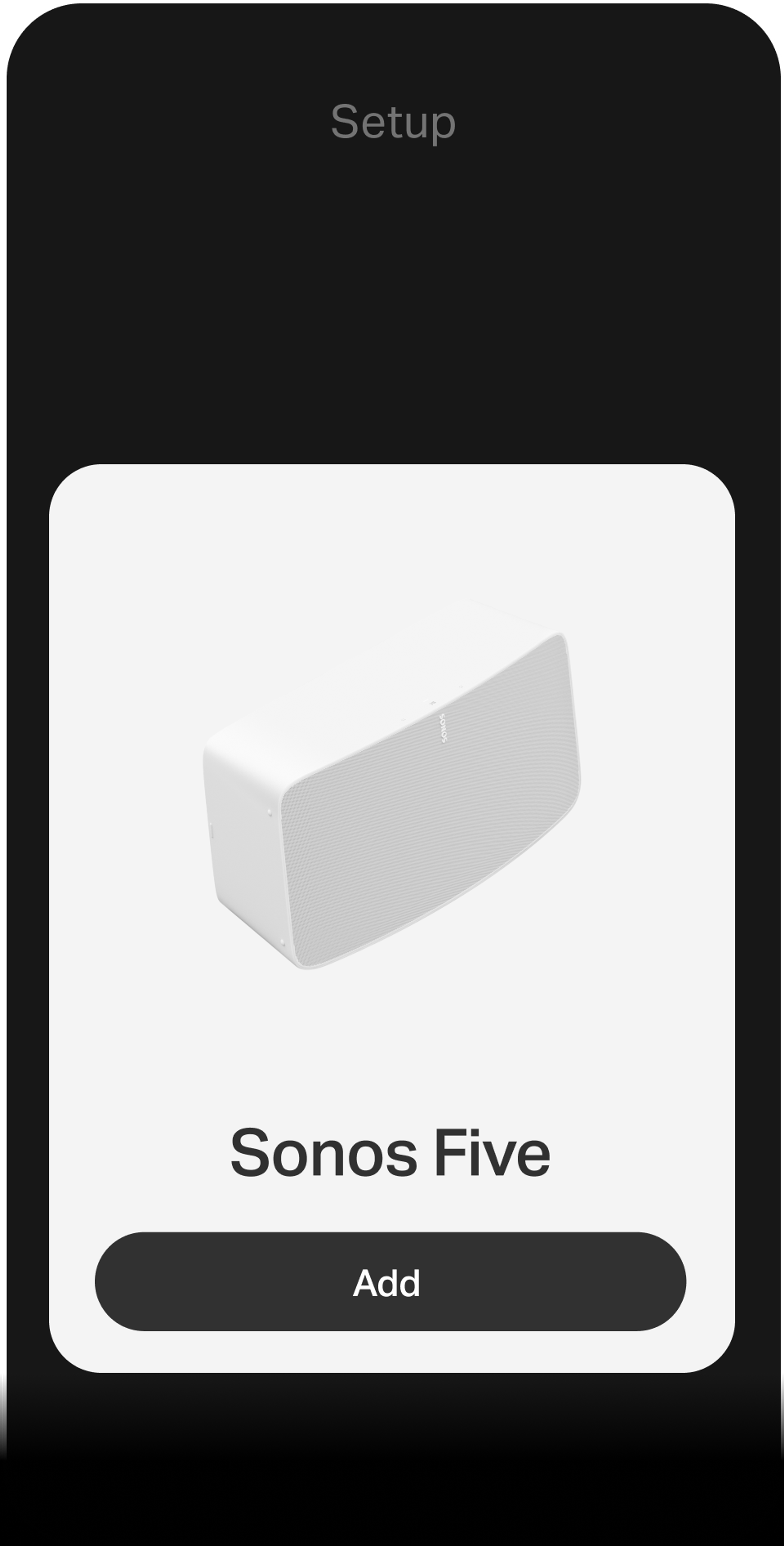 Smartphone care arată configurația folosind aplicația Sonos