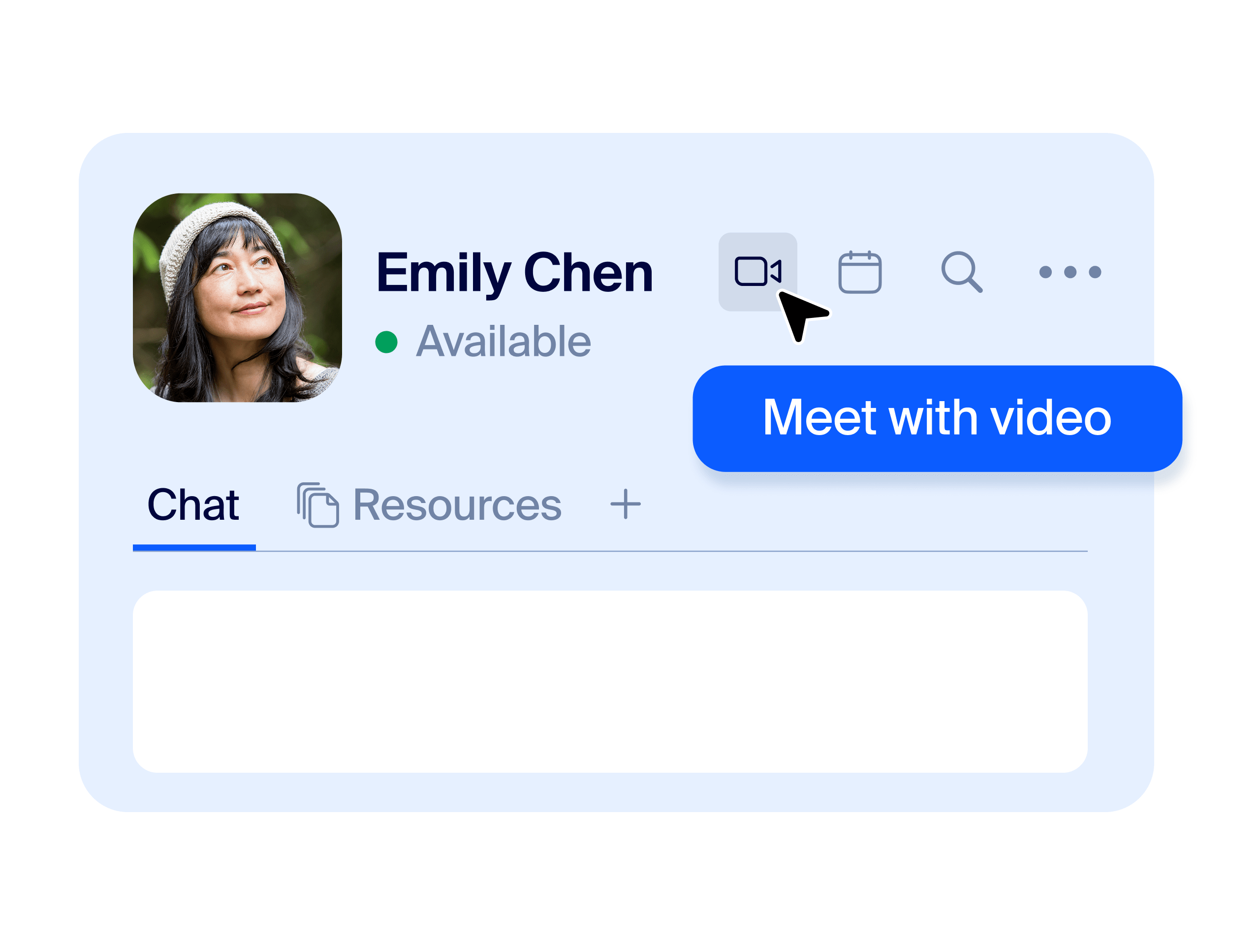 Inicie reuniones desde el chat.