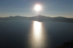 crater lake sunset