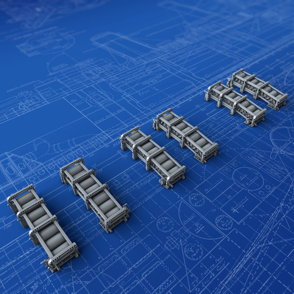 1/700 Royal Navy Depth Charge Rails x6 (7 Charge Version, Starboard & Port)