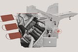 a hodgepodge of graphics to symbolize a flight